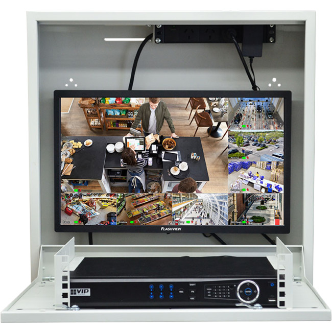 CCTV Security Slimline Vertical Wall Mount Cabinet for NVRs and Monitors