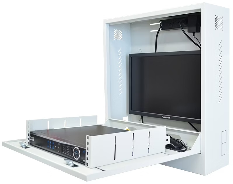 CCTV Security Slimline Vertical Wall Mount Cabinet for NVRs and Monitors