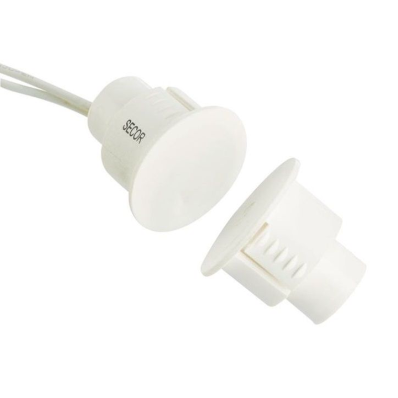 Recessed Steel Door Reed Switch, Flush Mount, 19mm White
