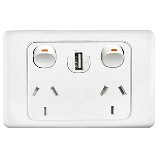 [KS315-USB(2A)] Slim Double Power Point & USB