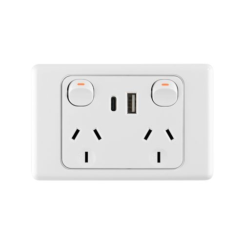 [KS315-A+C] Slimline Double Power Point & USB +Type C